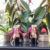 Hot Pink feathers, peacock feathers, studded, off white pleather base